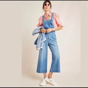 Pilcro wide-leg denim cropped jumpsuit